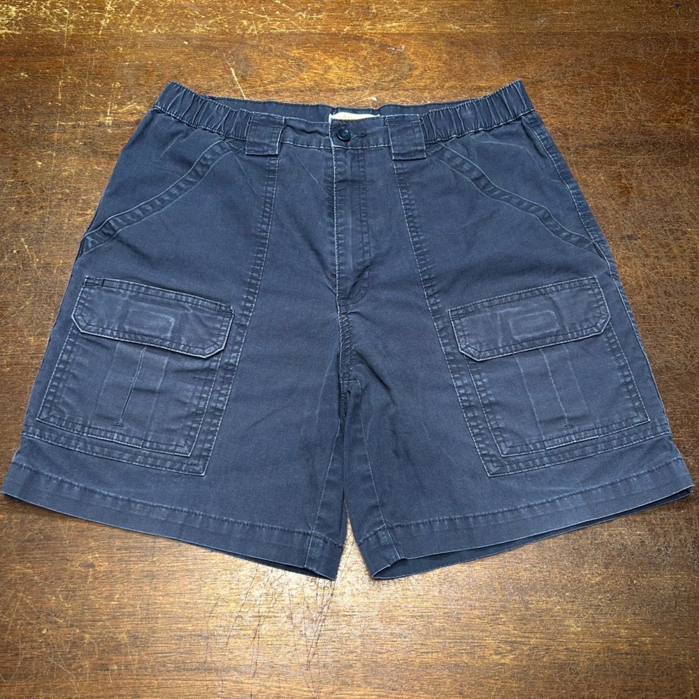 Savane Cargo Shorts Men's Blue Elastic Waist Relaxed Fit Size 32 Outdoor